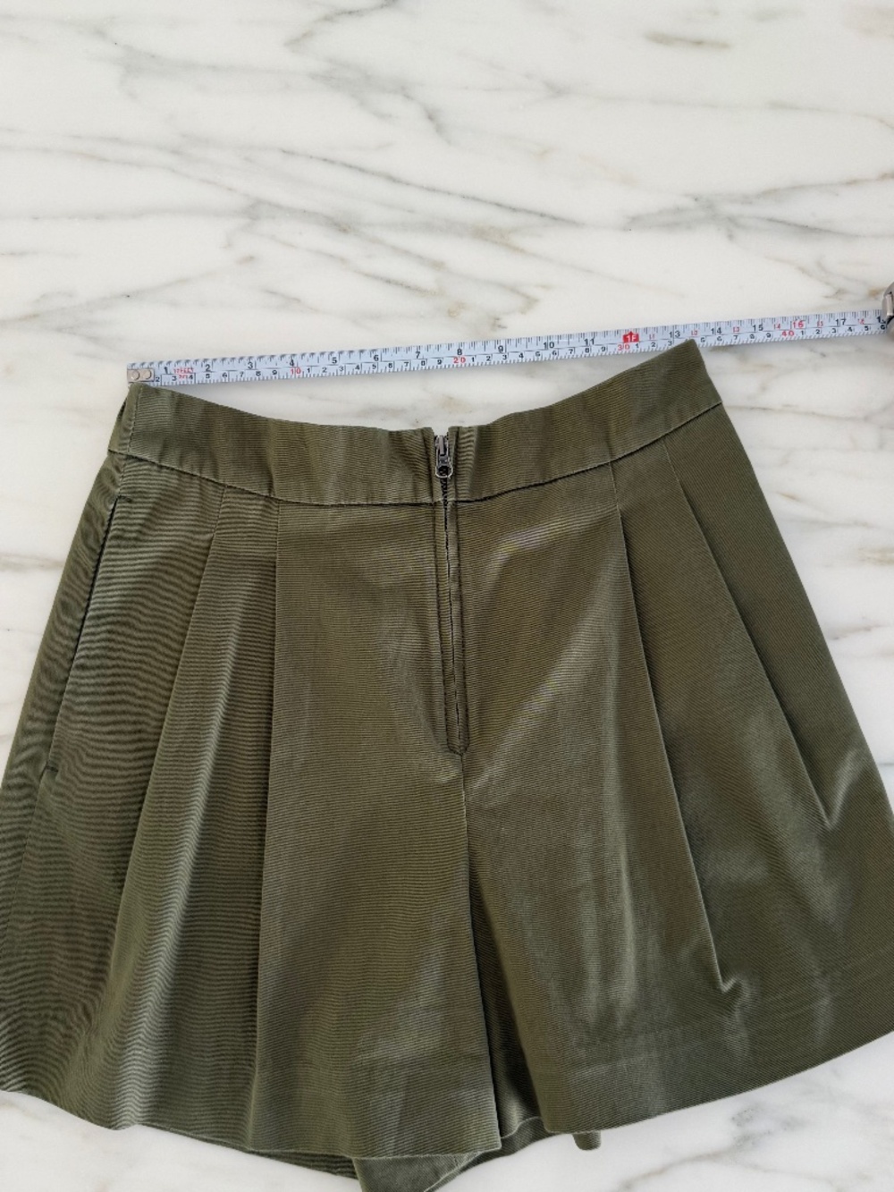 3.1 Phillip Lim Olive Green Pleated High Rise Shorts Size 4